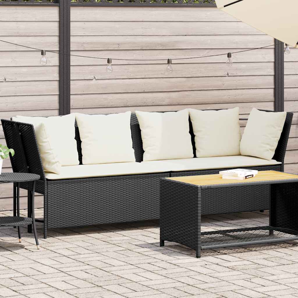 Fotel ogrodowy z poduszkami, rattan PE, czarny vidaXL