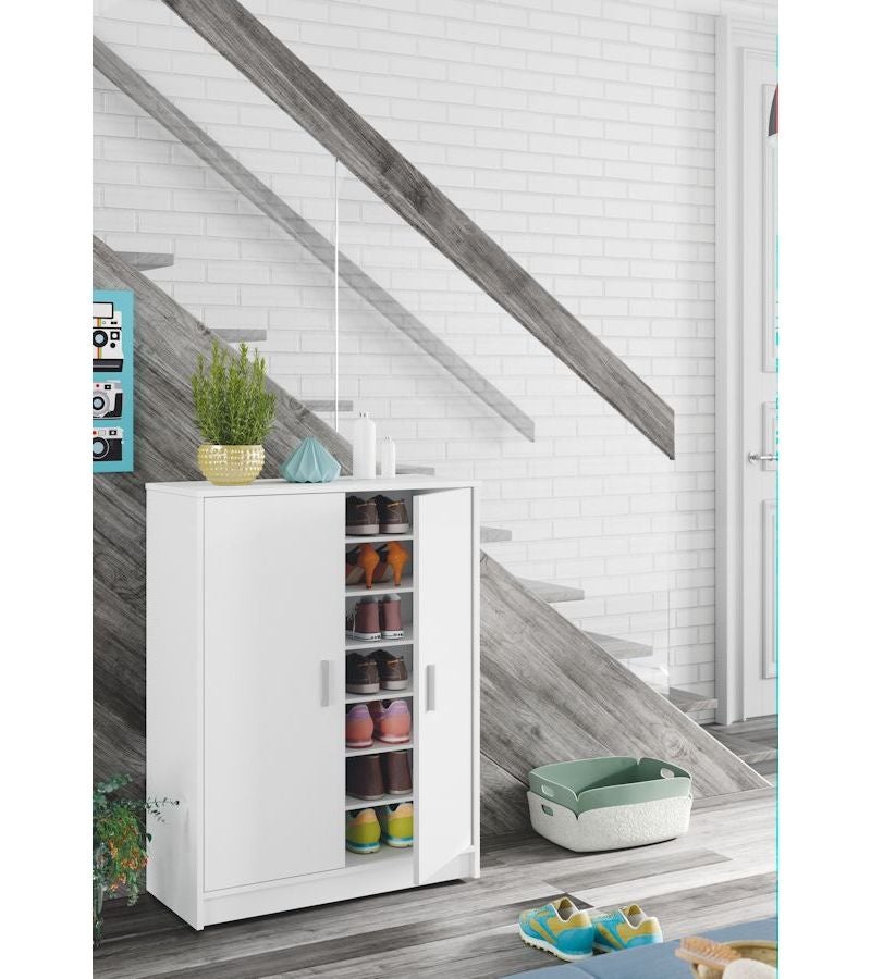 Armadio scarpiera multiuso bagno casa garage 2 ante 7 ripiani 75X36X101 - 7853O - 2