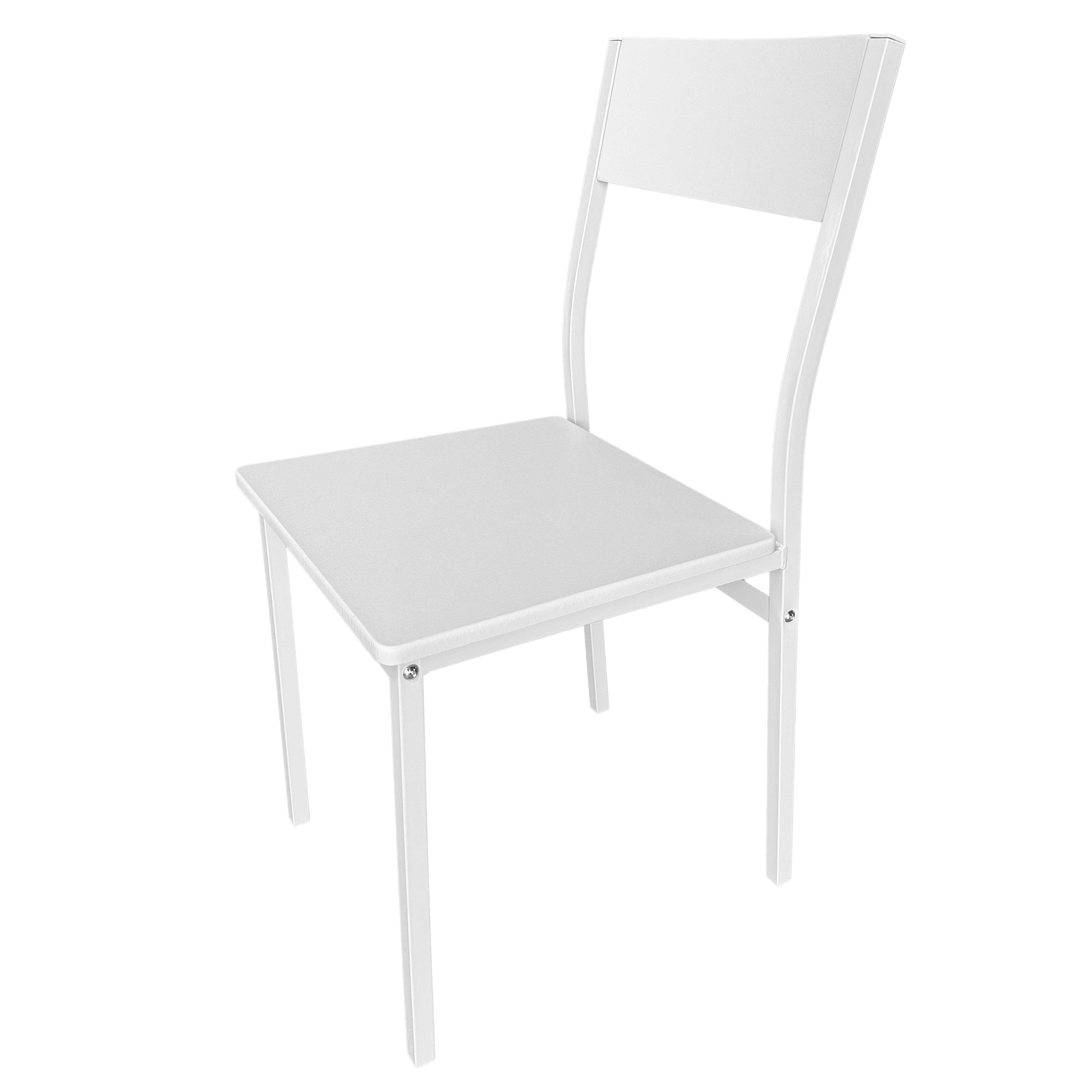 Ensemble table et 4 chaises de cuisine, ensemble repas, mélamine blanche - 3