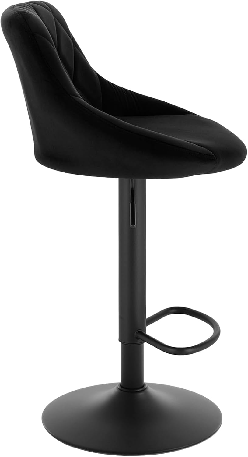 Lot de 2 Tabourets de bar WOLTU, siège bien rembourré en velours, Chaises de bar Hauteur réglable, Noir - 5