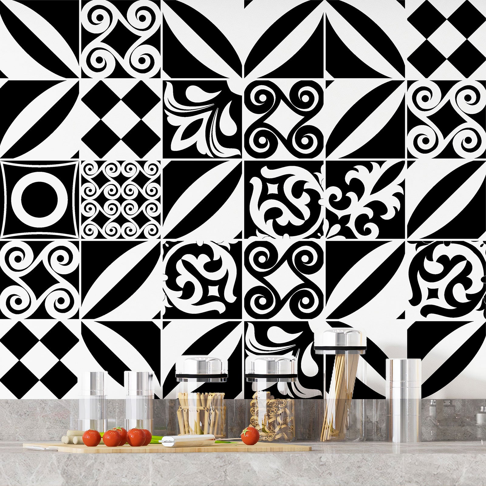 RE-COVERTILES - 16 Piezas Pegatinas Azulejo Adhesivo 15x15 Cm PS00224 Mosaico De Pared Adhesivo Decorativo Para Azulejos De Cemento Para Baño Y Cocina, Pelar Y Pegar