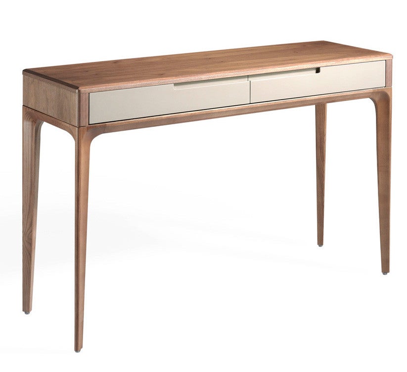 Console bois noyer et 2 tiroirs bois laqué Muza-Couleur Blanc | Leroy ...
