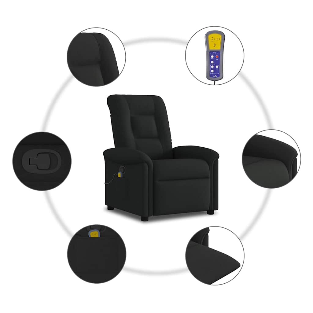 Fauteuil de massage inclinable en tissu noir - 8