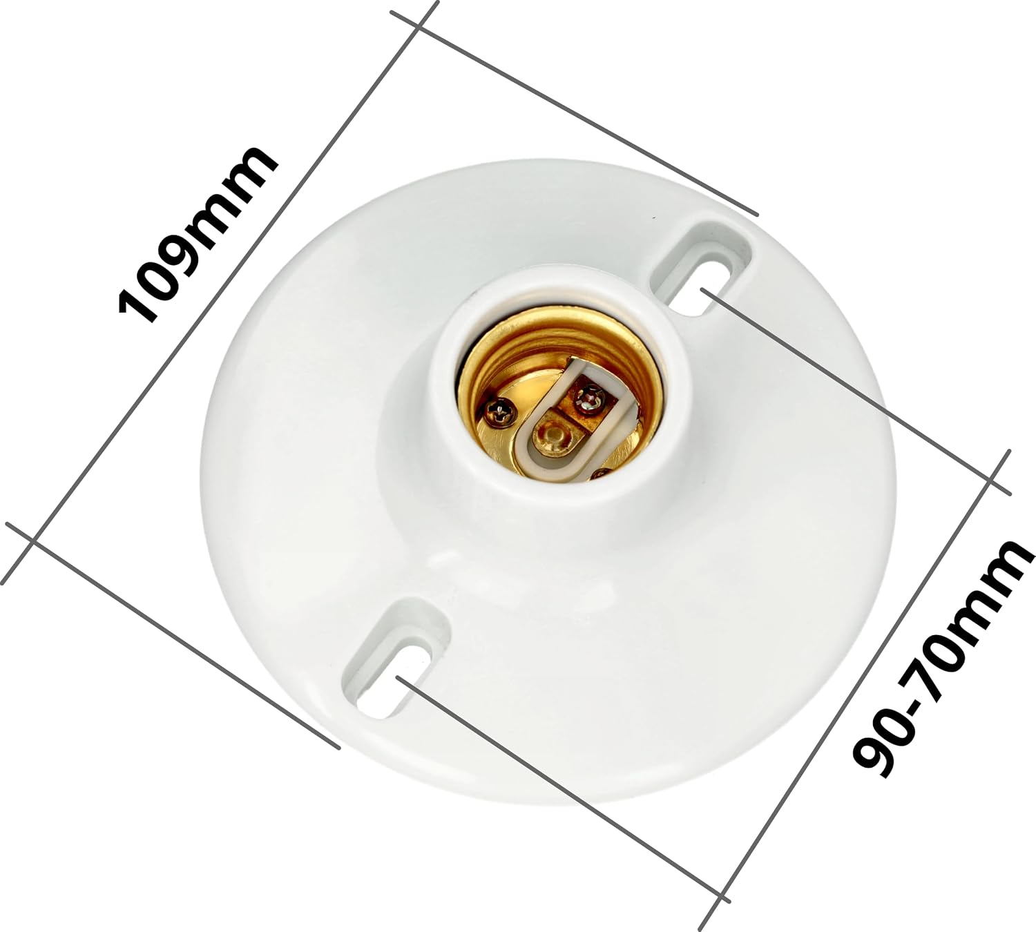 Jandei Porte-lampe E27 avec culot fileté rond en plastique, porte-lampe de plafond - 5