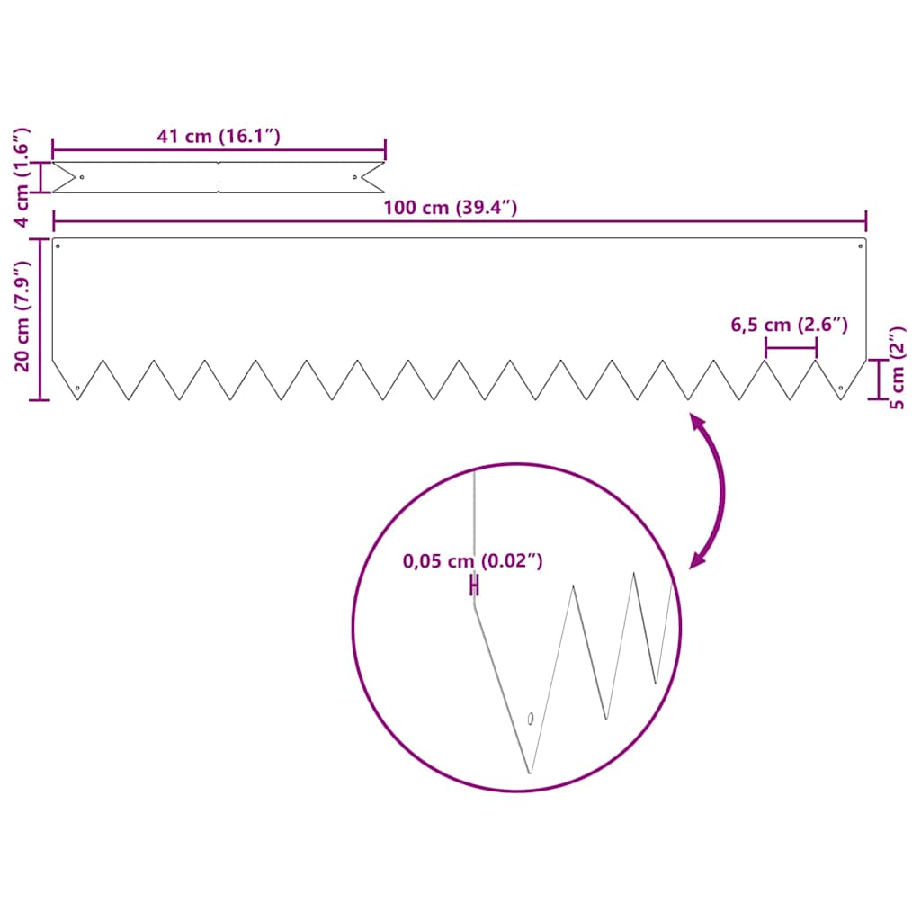 Bordure de Pelouse 30 pcs Marron 100 x 0.05 x 20 cm vidaXL - 3