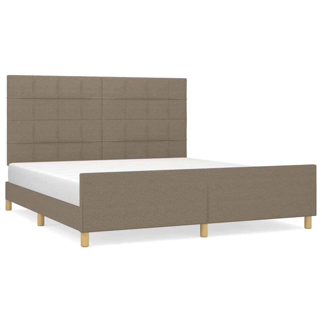 Cadre de lit sans matelas taupe 160 x 200 cm tissu - 2