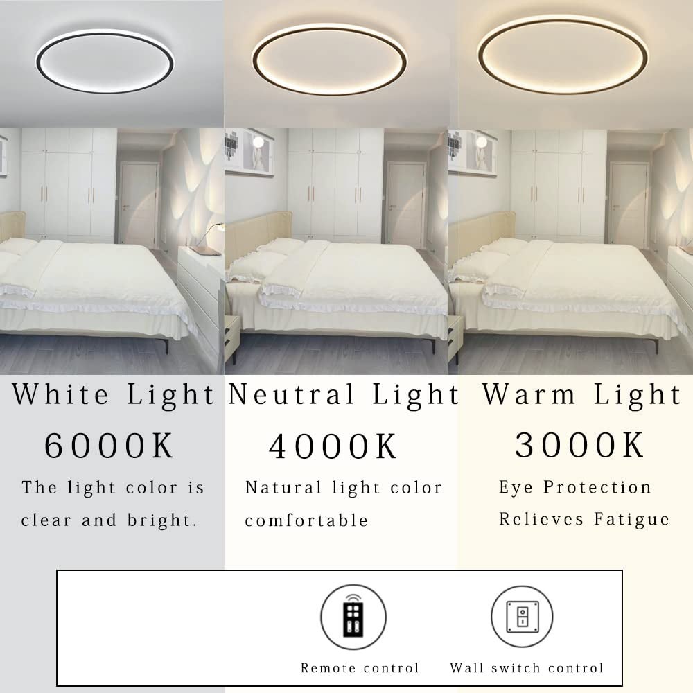 Lámpara de techo moderna,lámpara de techo LED redonda,tres temperaturas de color y brillo ajustable de forma continua,para dormitorio y comedor (40CM) - 4