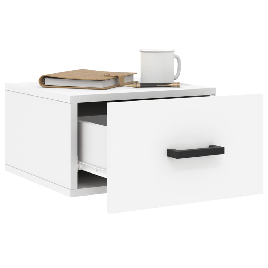 Mesita de noche de pared，Mesilla de noche flotante blanco 35x35x20 cm CFW60932 - 4