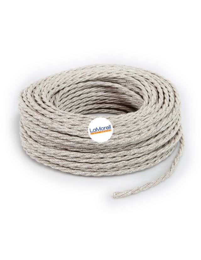 LaMorellLightDesign - Cabo elétrico em tecido canvas beige tr1 3mt 3x1.50