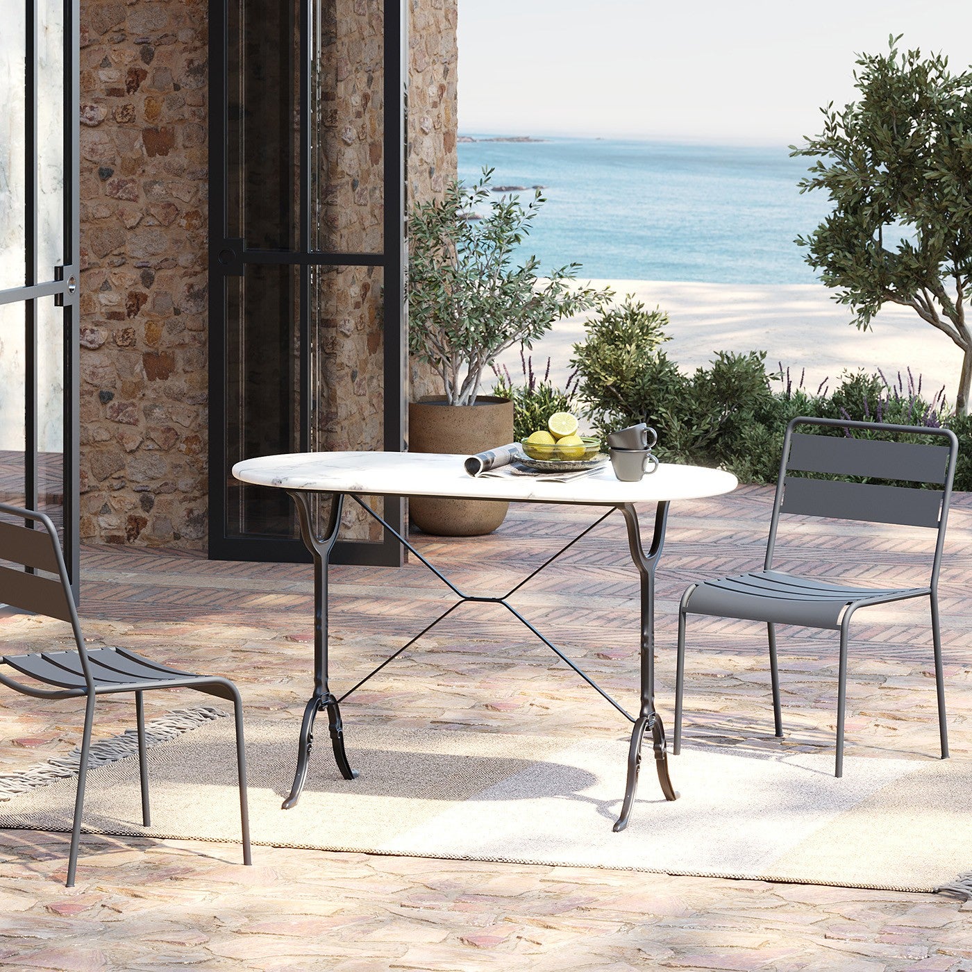 Table Bistrot 120x60cm marbre blanc Kare Design - 2