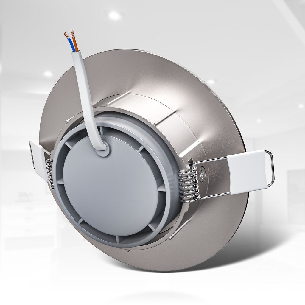 Lot de 6 spots LED encastrables - ultra-plats - orientables et dimmables - 4,9W 480lm - 3000K - IP23 - nickel mat - B.K.Licht - 5