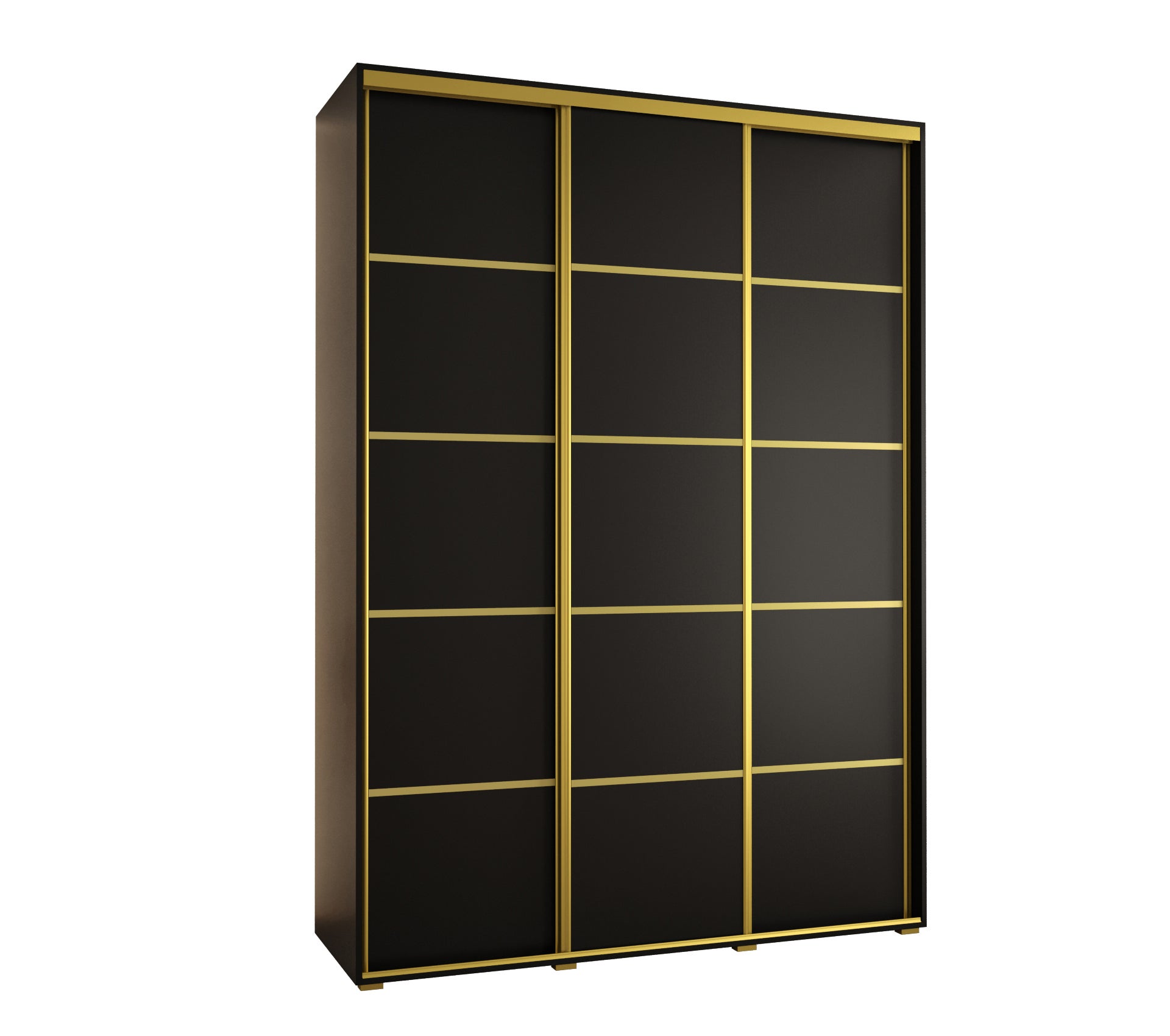 Szafa przesuwna wysoka Davos 4 180 x 60 x 235,2 cm czarny + czarny + u. złoty - Abiks Meble