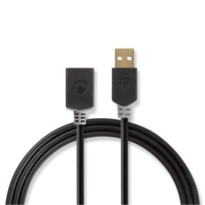 Prolunga USB 2.0 MediaRange MRCS154 – Cavo Da Maschio A Femmina, 1,8 Metri, Colore Nero, Fino A 480 Mbit/s