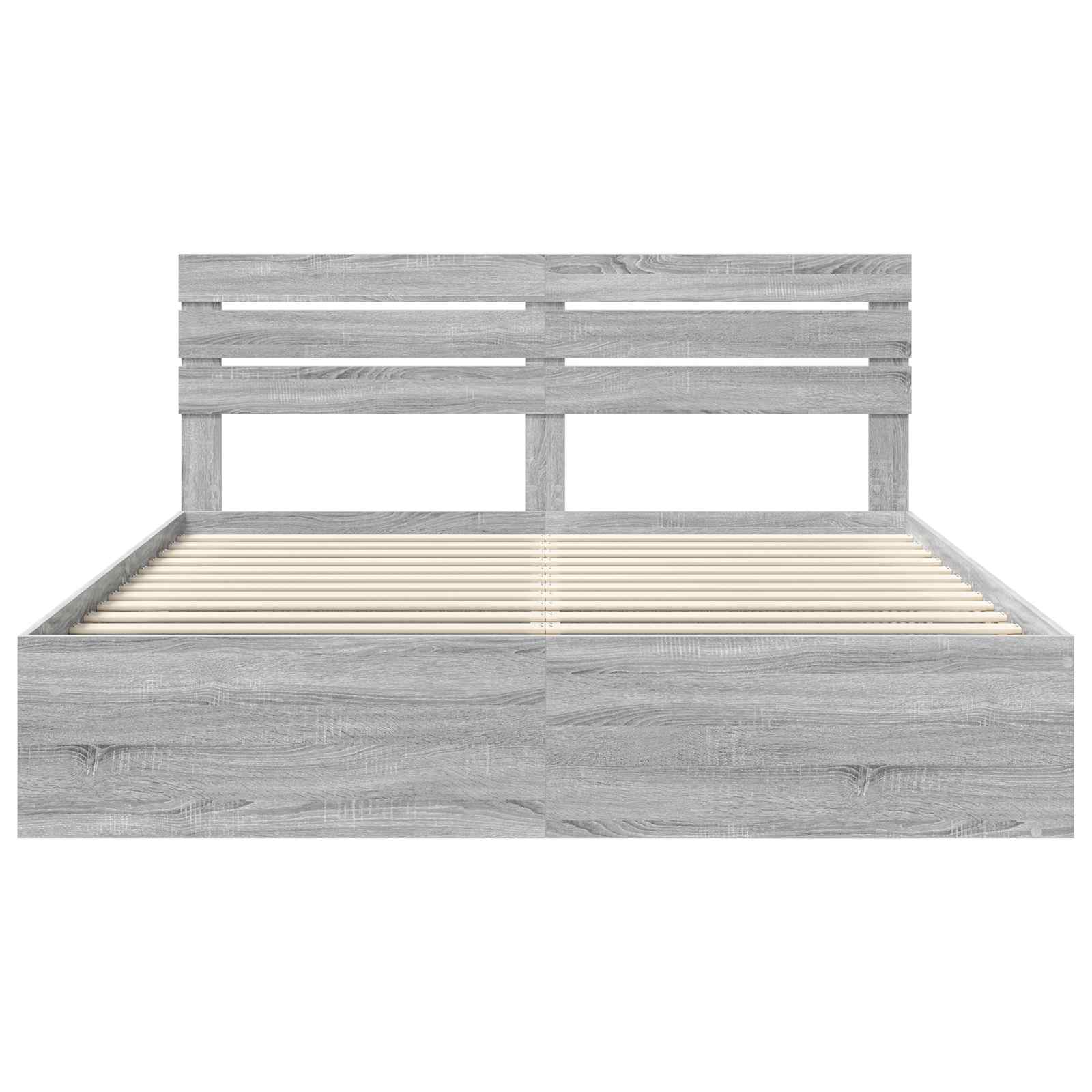 Cadre de lit gris en pin massif pour la chambre, 200 × 200 cm - 7