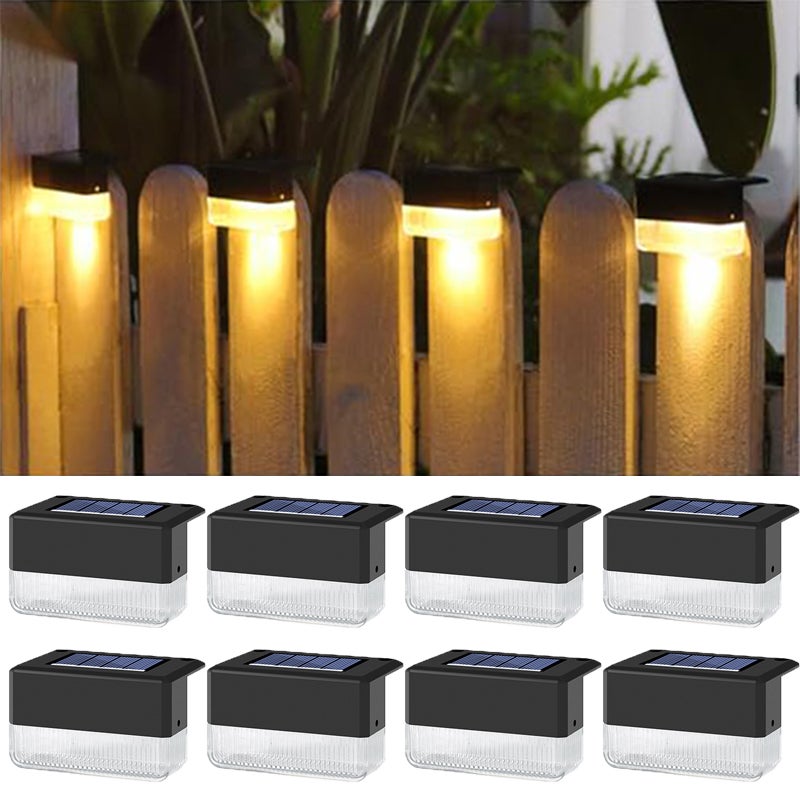 Zestaw 8 zewnętrznych lamp ściennych do ogrodu, dekoracja krajobrazu, solarna lampa ścienna, kolorowe światło