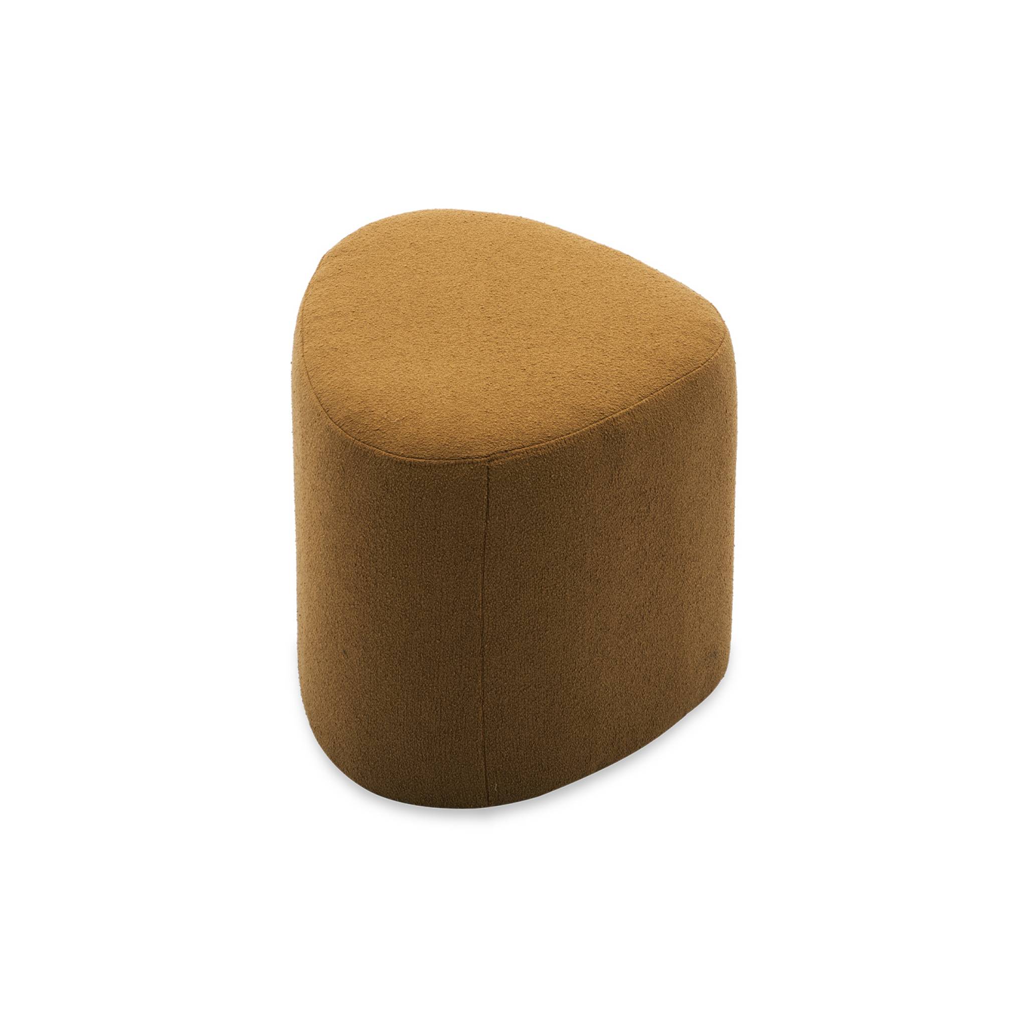 Taburete y puff de tela con forma de guijarro, tao, mostaza, 60x44x40 cm