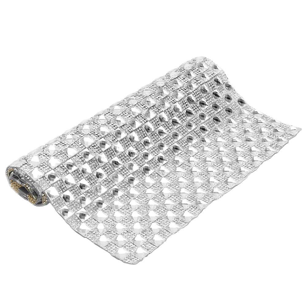 pz fai da te nastro di strass in plastica bianca diamante maglia
