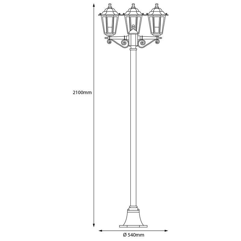 Lampadaire Extérieur 3 Têtes 3x100W Fonte Blanc INITIALIS - 3
