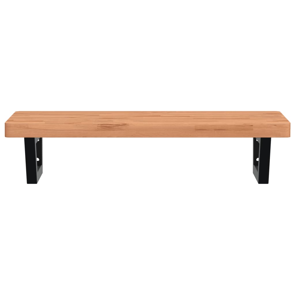 Maison Exclusive - Ripiano a Parete per Lavabo in Acciaio e Massello di Faggio - 4