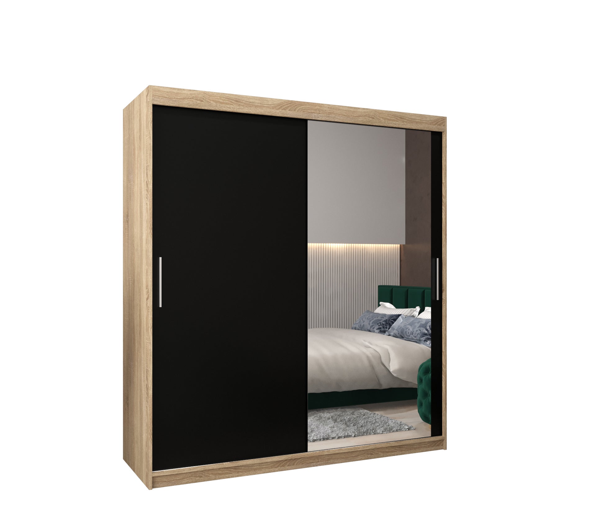 Szafa przesuwna garderoba TOKYO 2 180 x 62 x 200 cm Sonoma + Czarny - Abiks Meble