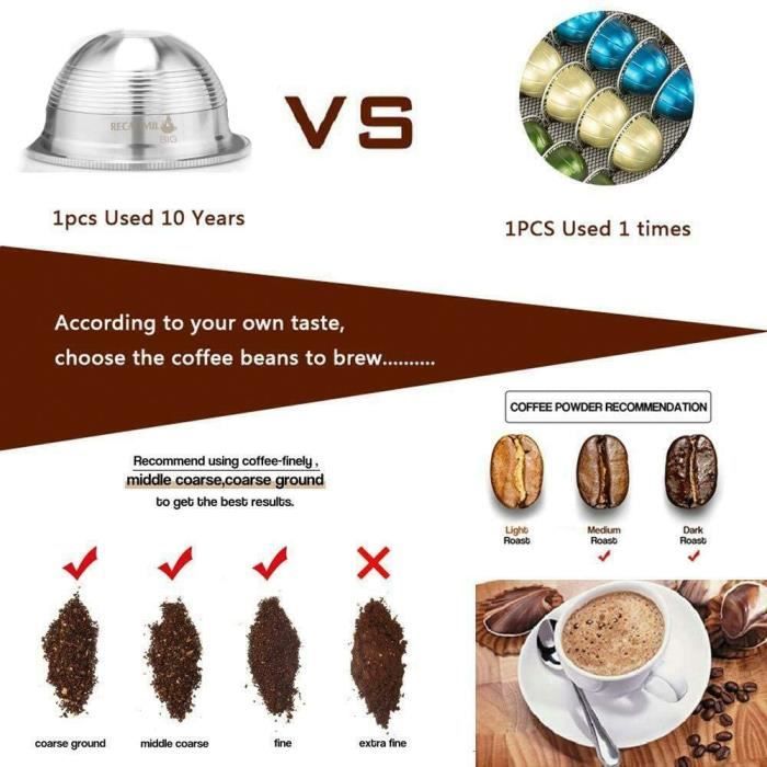 Capsules réutilisables et rechargeables, en acier inoxydable, filtres à ...