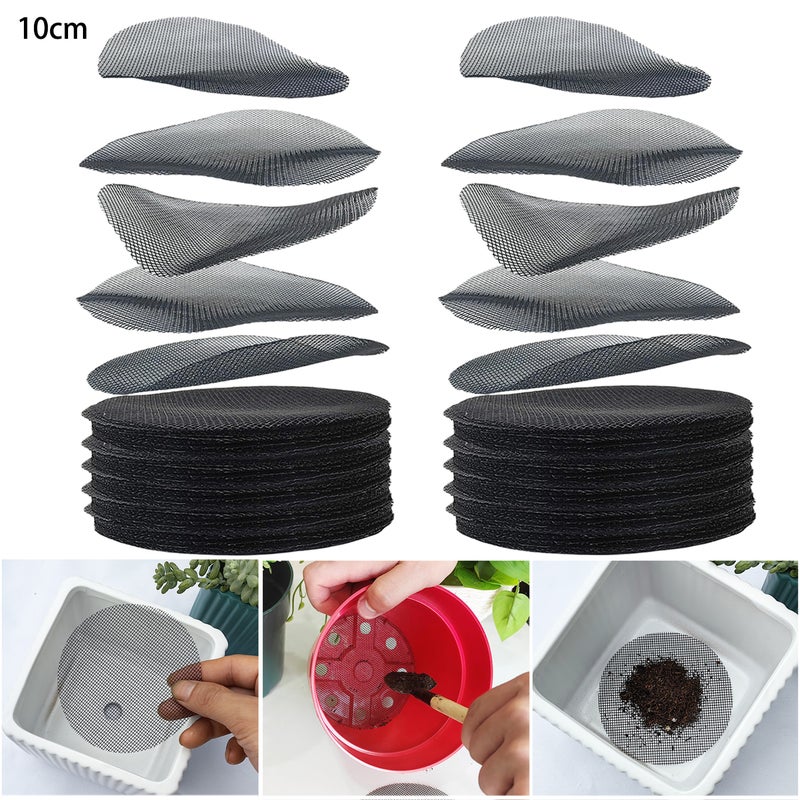 500 sztuk siatkowych podkładek do otworów w doniczkach, ekrany otworów drenażowych do doniczek 10 cm, zapobiegające utracie gleby, siatka na maty