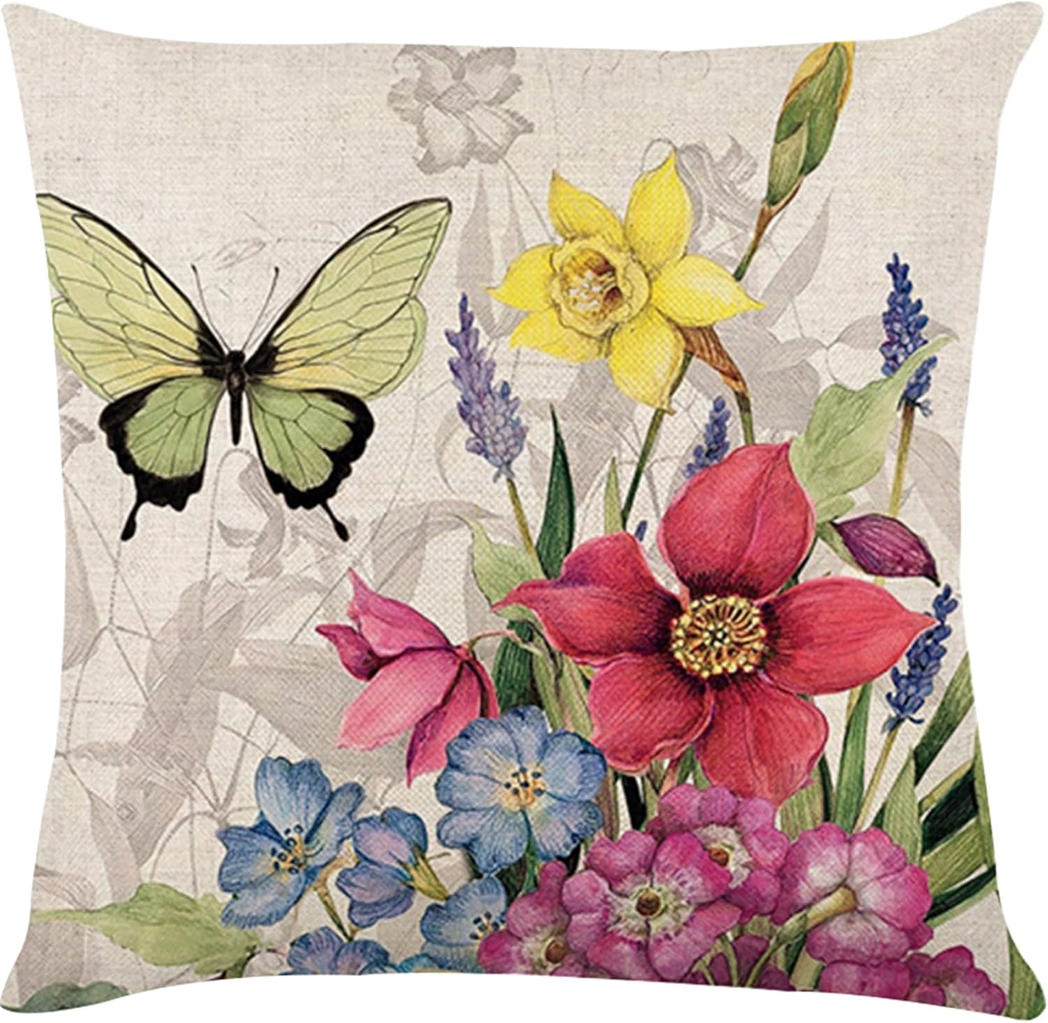Lot de 4 Housse de Coussin, Housse Coussin 45x45 Housses de Coussin Taie d'oreiller Décoratif Canapé pour Chambre, Canapé, Chaise, Lit,Jardin (Fleur-L - 5