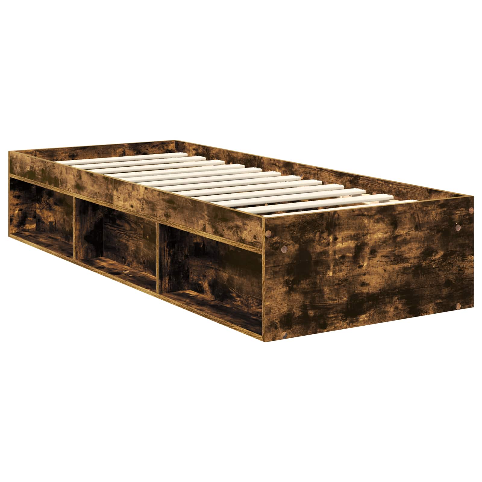 Cadre de lit avec tête de lit chêne fumé 75 x 190 cm en pin massif - 5