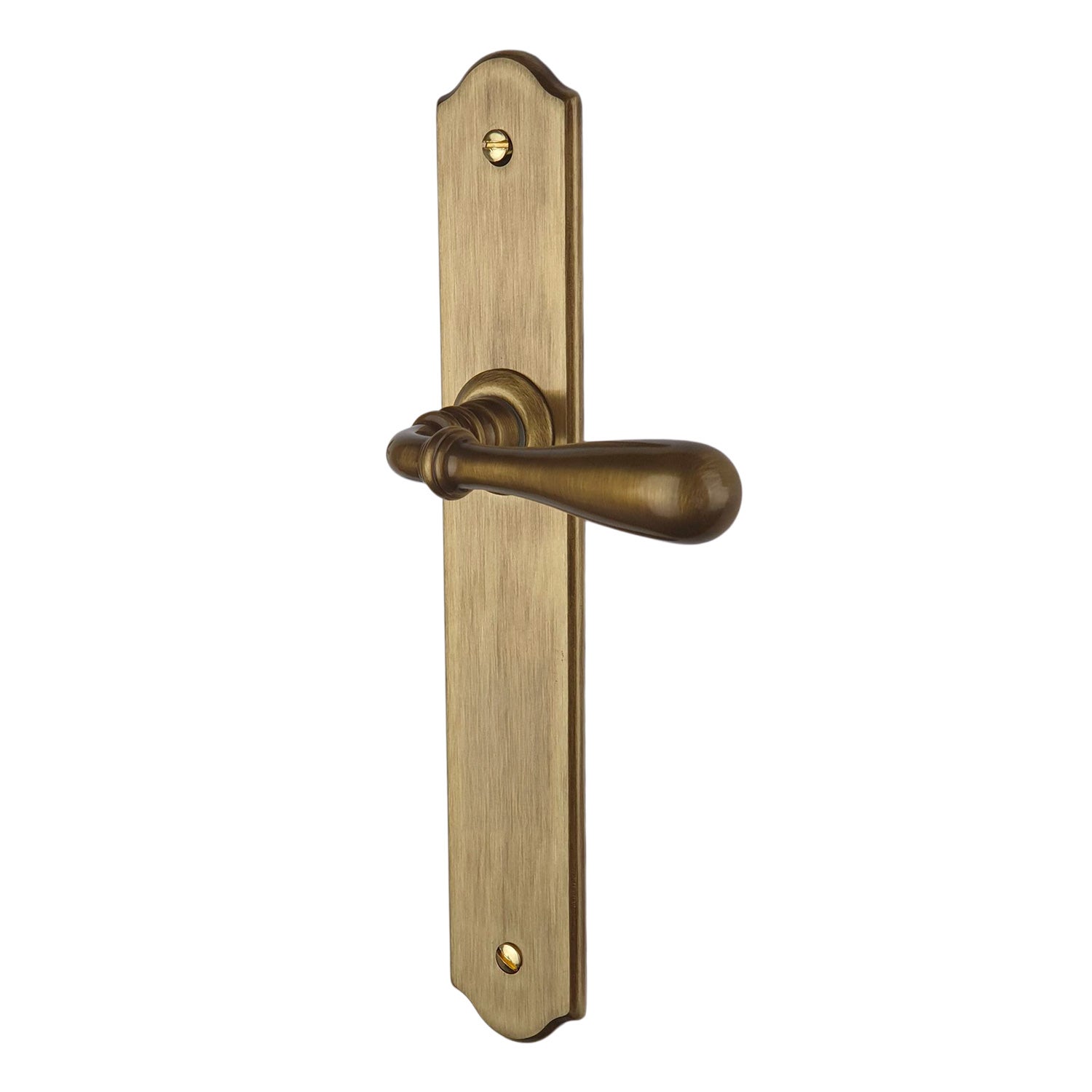 2 poignées de porte DURANCE sans trou, Laiton patiné entraxe 195 mm, salon cuisine séjour - 3