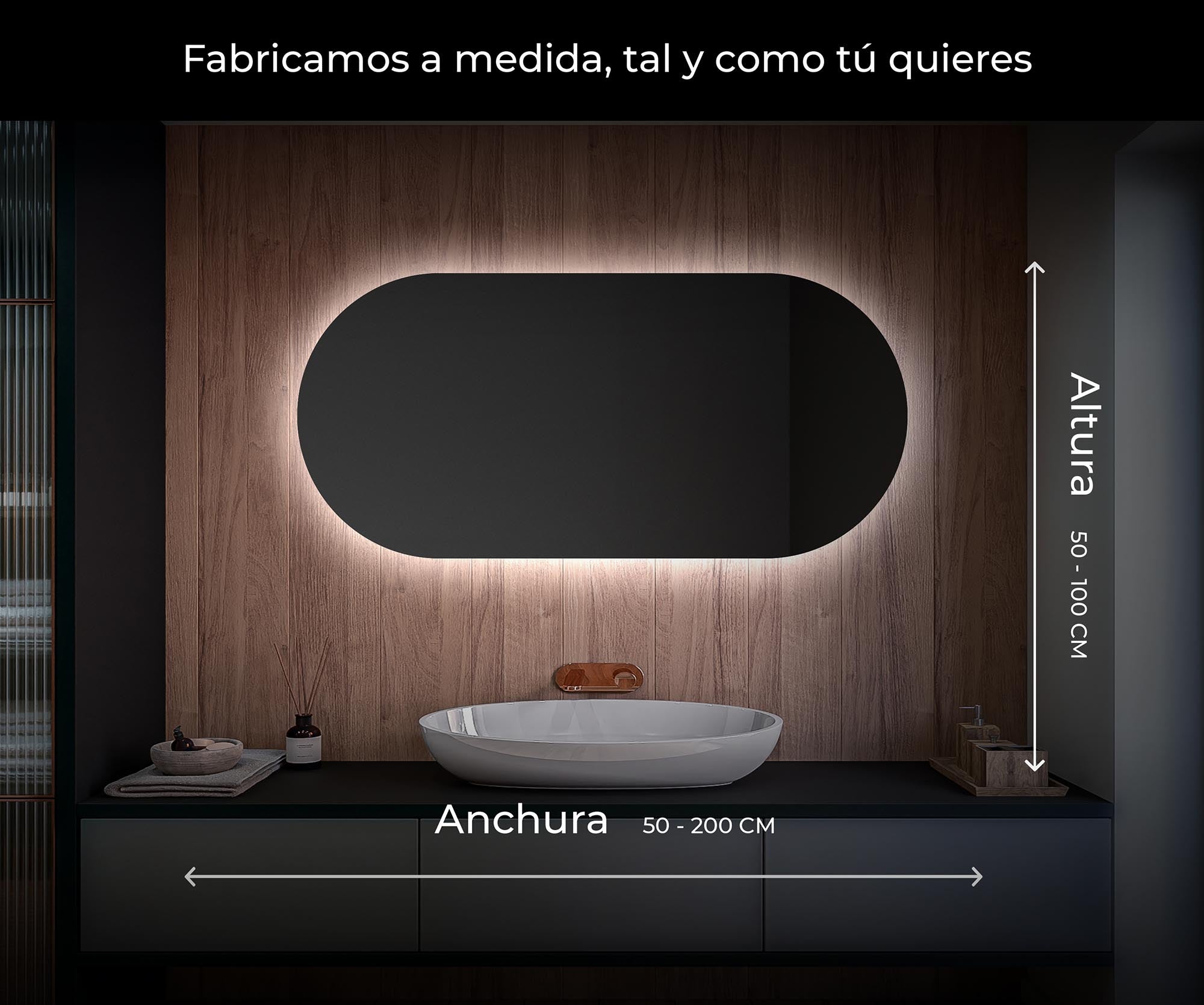 Miroir avec LED Illumination Salle de Bain (110x60cm) LED Lumineux Miroir avec Éclairage (TST107) Blanc Froid 7000K - 5