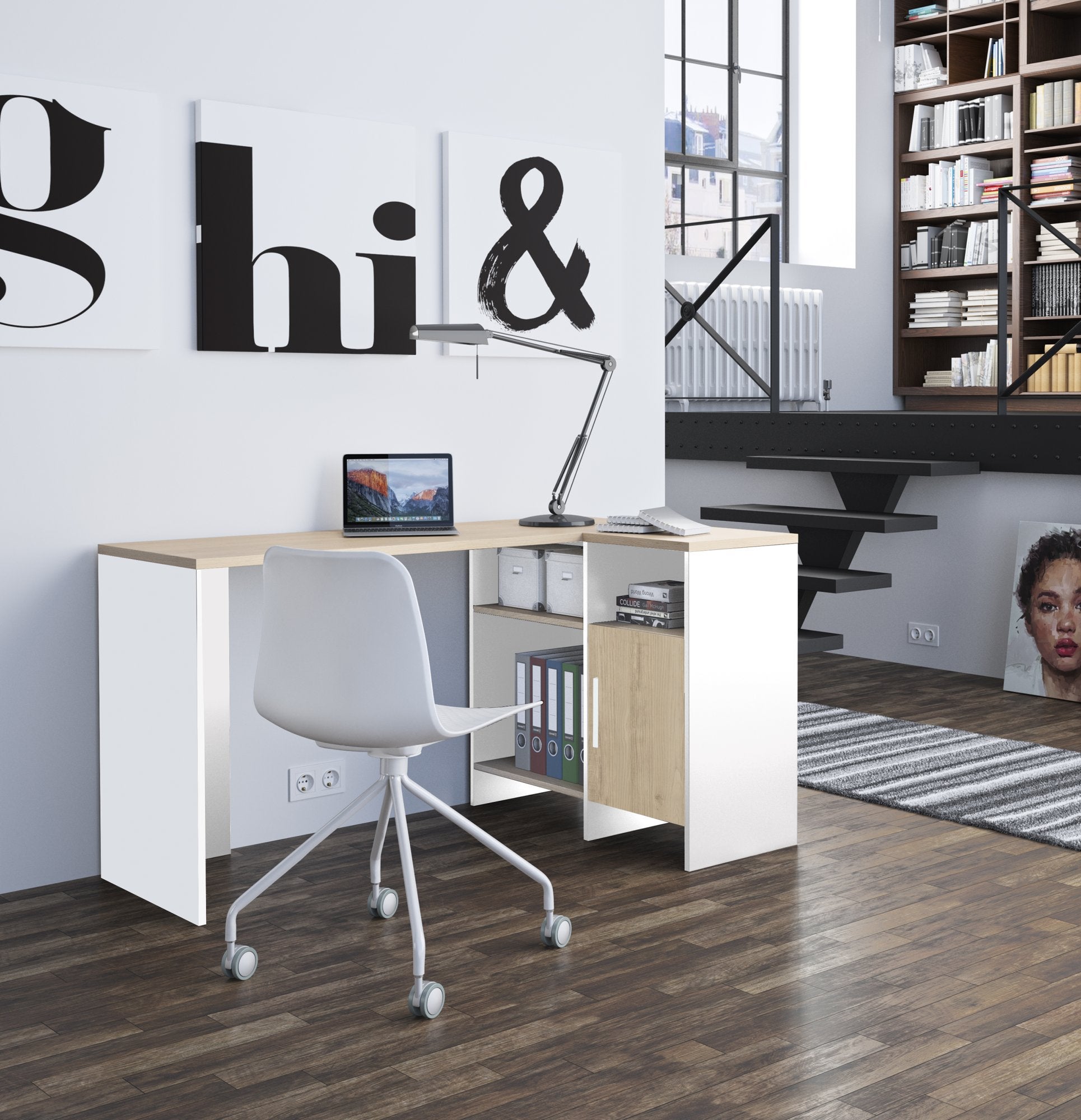 Bureau angle Blanc-Bois LIVERPOOL - 4