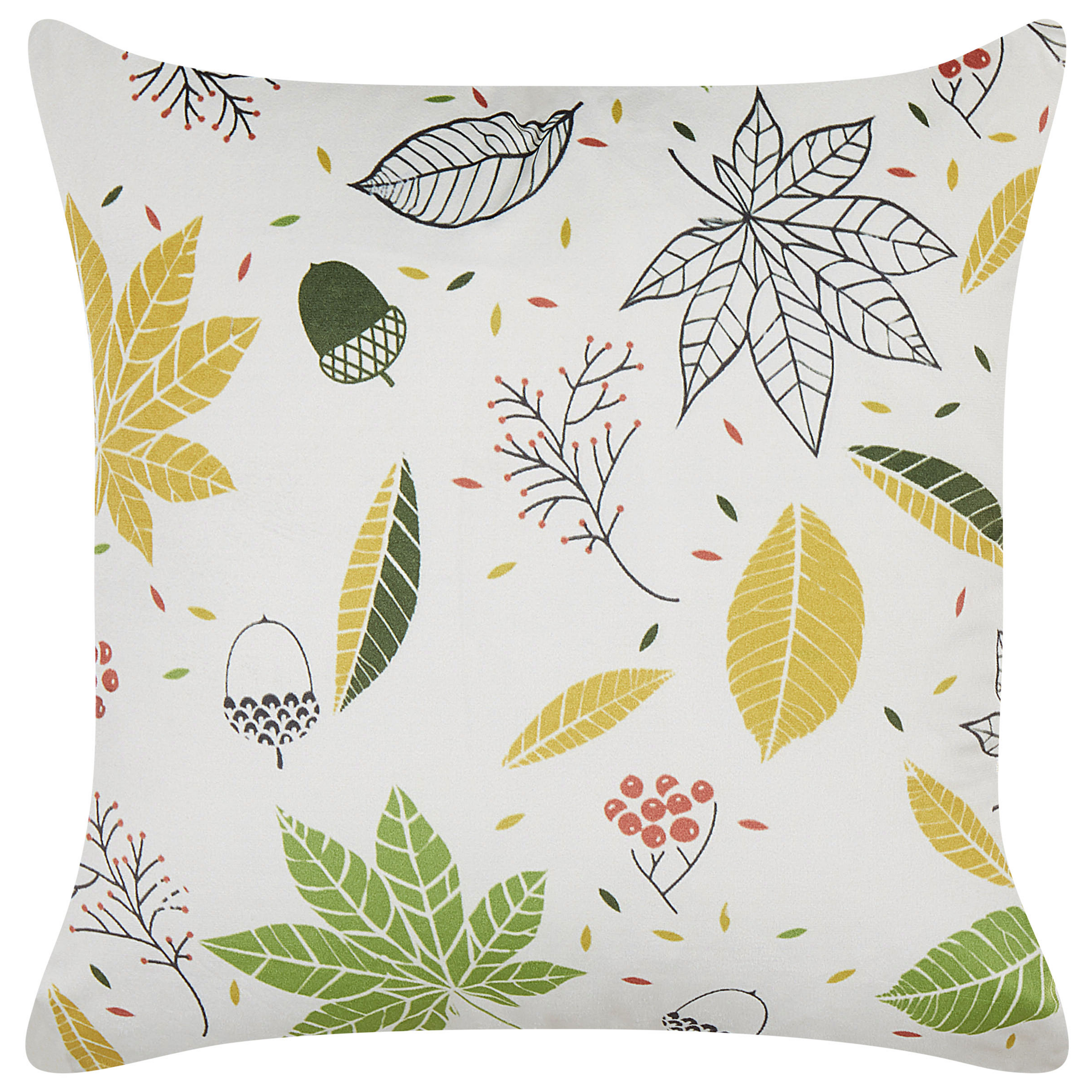 Beliani cojín decorativo mullein terciopelo 45 x 45 cm multicolor patrón de plantas