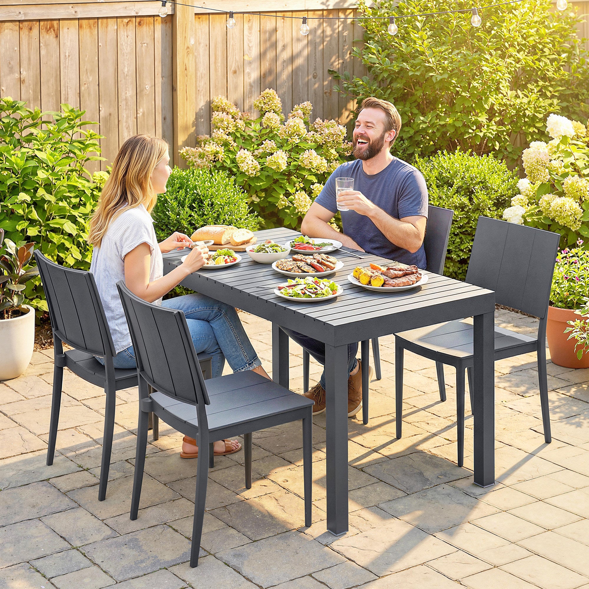 Outsunny Conjunto de Mesa e Cadeiras de Jardim 5 Peças - 9