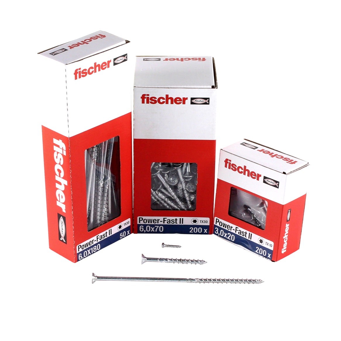 Fischer 100x Power-Fast II FPF II CTP 6 x 180 mm BC łeb stożkowy z gniazdem TX30 częściowy gwint ocynk galwaniczny pasywacja niebieska - 670465