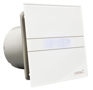 Aerateur Salle De Bain Extracteur D'air Cata Verre Affichage De Température Hygrostat Blanc 100mm