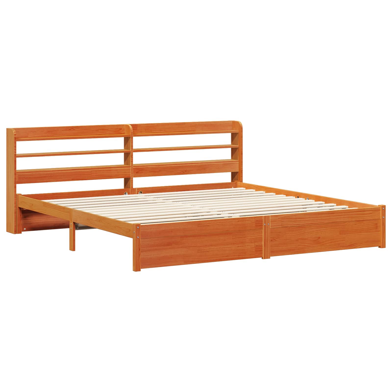 Cadre de lit marron en bois de pin massif, pour la chambre, 180 × 200 cm - 5