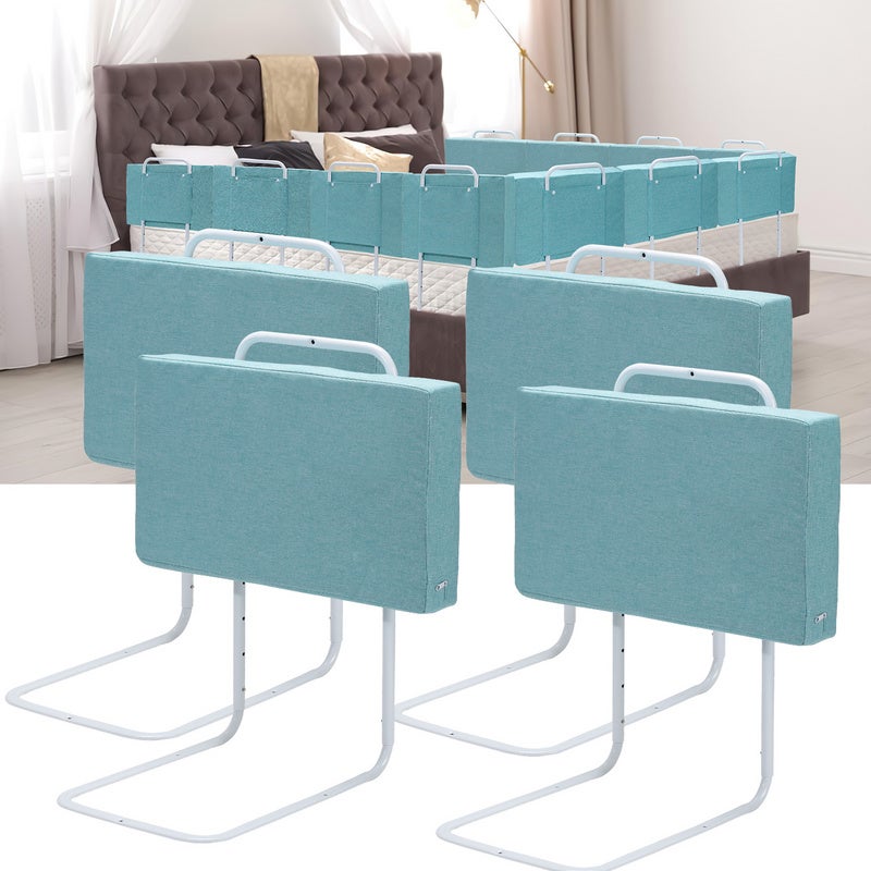 Barrera de seguridad cama niño barandilla de cama bebés protectores con altura ajustable de 5 orificios para camas de niños camas 200 cm verde