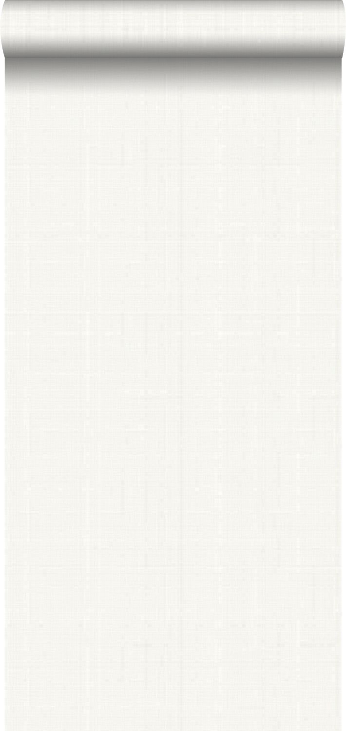 Papel pintado liso efecto lino blanco - 0,53 x 10,05 m - estahome