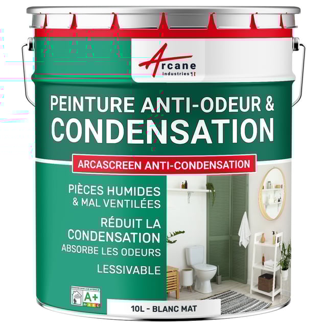 Peinture anti-condensation, anti odeur pour pièces humides : ARCASCREEN ANTI CONDENSATION Blanc - 10 L - ARCANE INDUSTRIES
