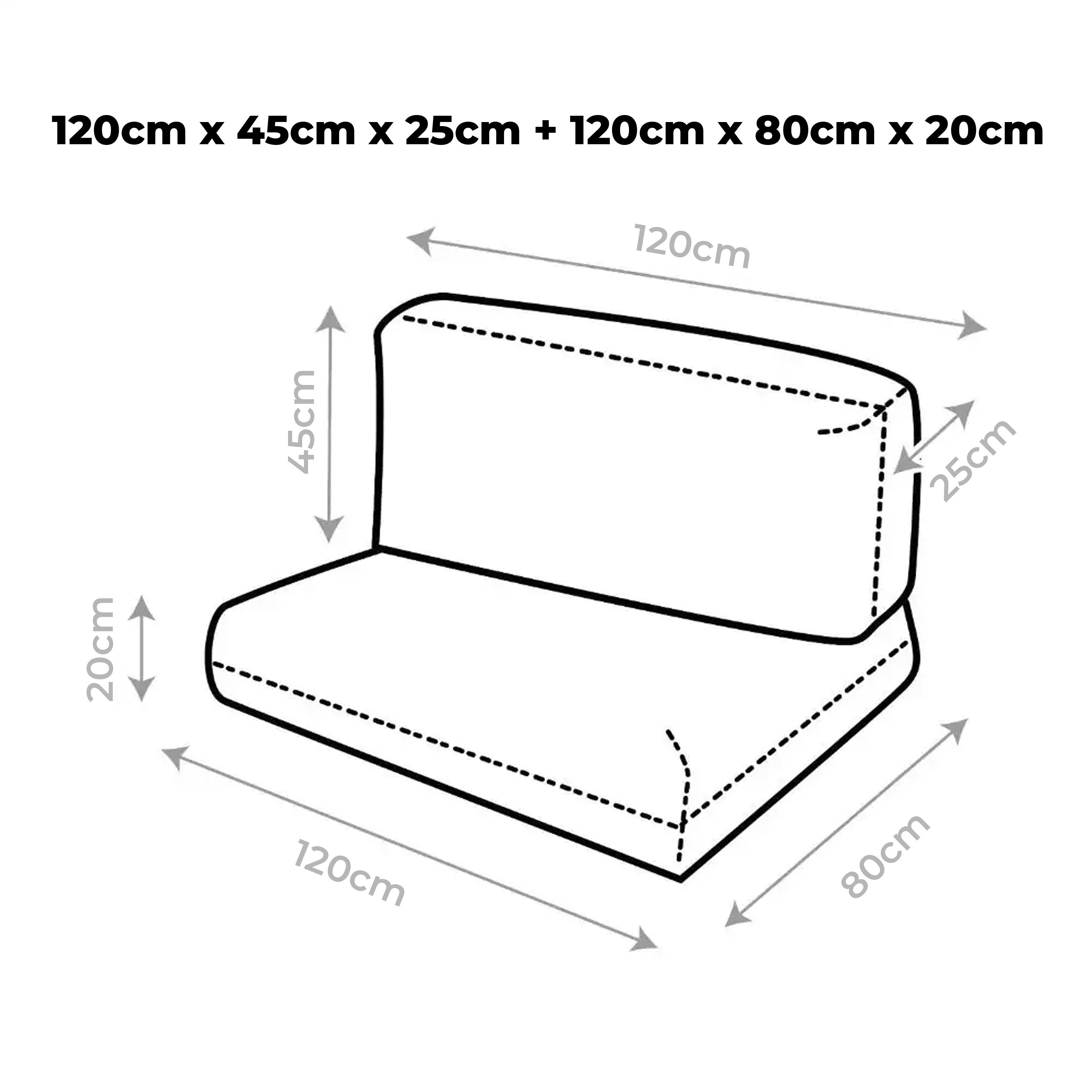 Set de cojines para palets Asiento 120x80x20 + Respaldo 120x45x25&nbsp;Turquesa Naylim Mate Happers - 3