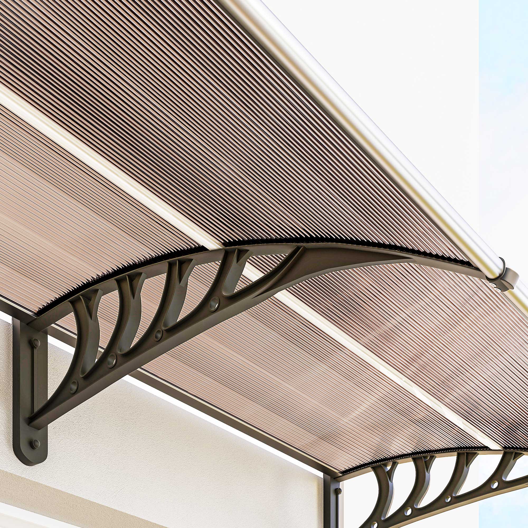 Marquesa exterior de policarbonato Outsunny 300x96x27 cm castanha - 4