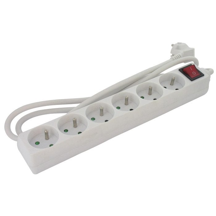 Bloc multiprise avec interrupteur parasurtenseur Eaton - 6 prises 2 P + T - 16 A - 6