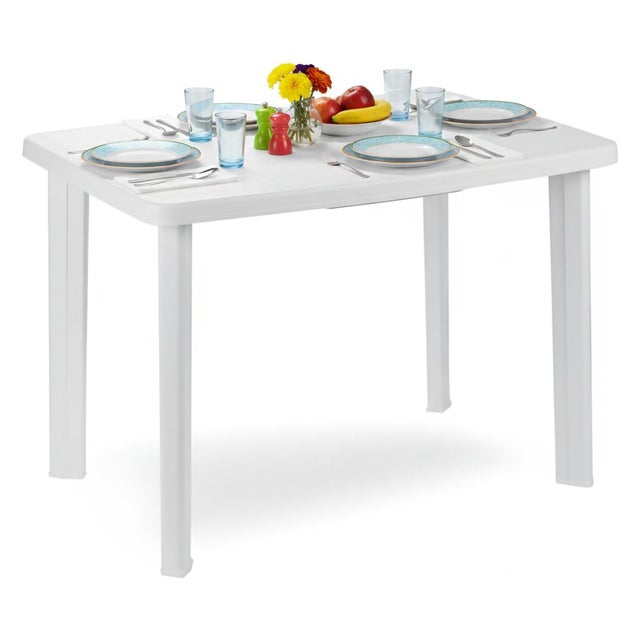 Mojawo - Tavolo da bistrot in plastica, 79 x 79 cm, colore: Bianco
