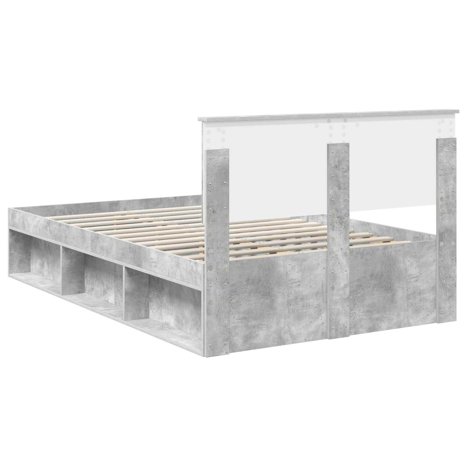 Cadre de lit gris béton 135 x 190 cm en panneau de bois - 9