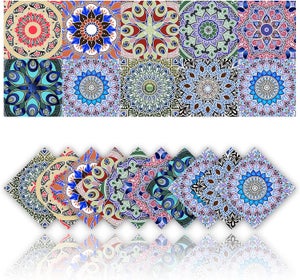RE-COVERTILES - Stickers Carrelage Cuisine et Bain Carreaux Adhésifs en PVC Imperméables Anti-rayures Autocollants Décoratifs Mur Peel and Stick - Modèle 54 Pcs 10x10 cm PS00078 Made in Italy