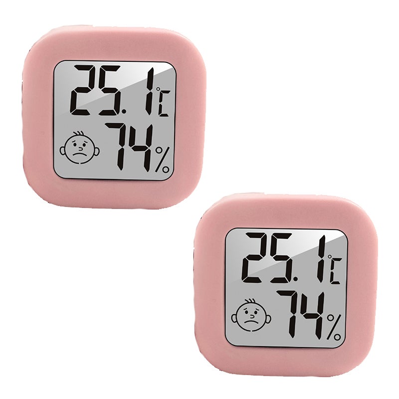 Zestaw 2 mini termometrów cyfrowych do pomiaru temperatury domowej, różowy