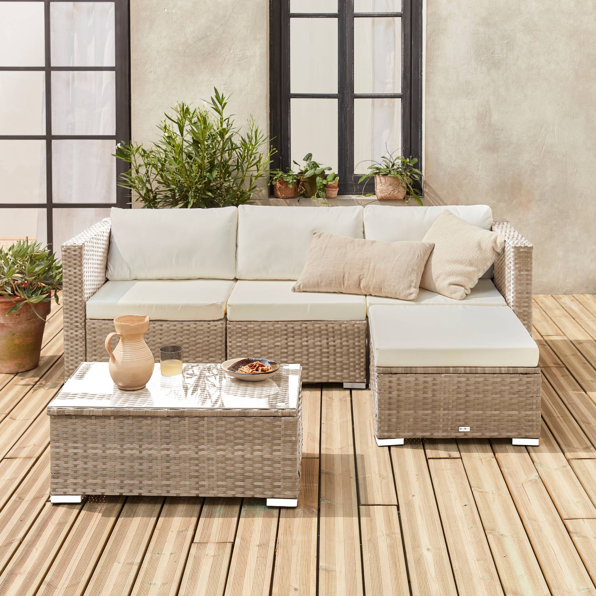Salon de jardin en Acier Beige 4 personnes - 3