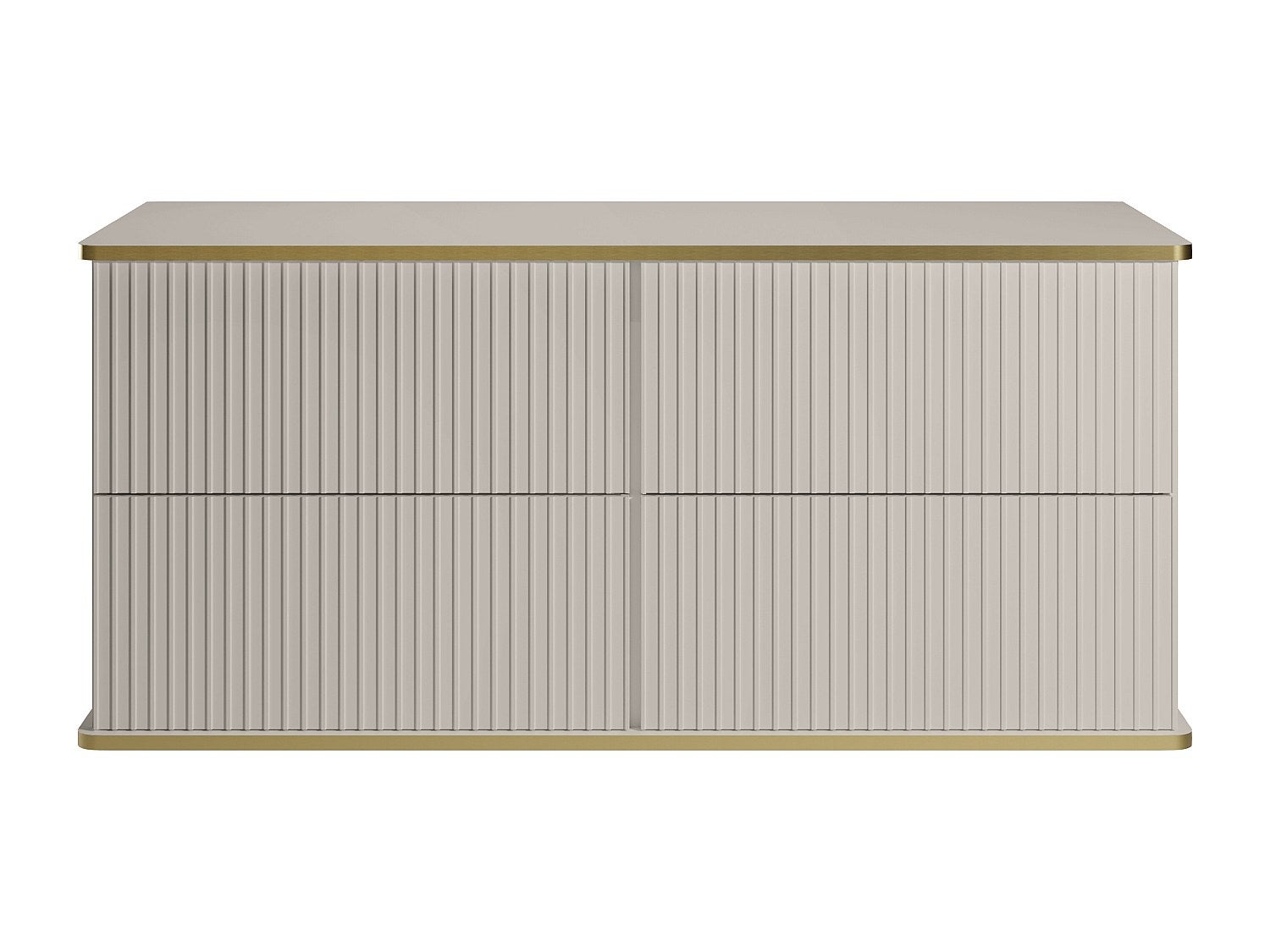 Meuble sous vasque suspendu strié liseré doré - Beige - 120 cm - KELIZA - 2