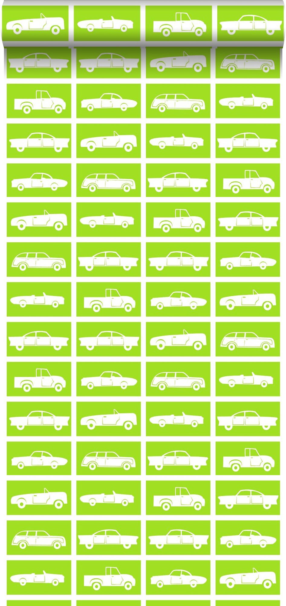 Papel pintado coches verde limón - 53 cm x 10.05 m - estahome