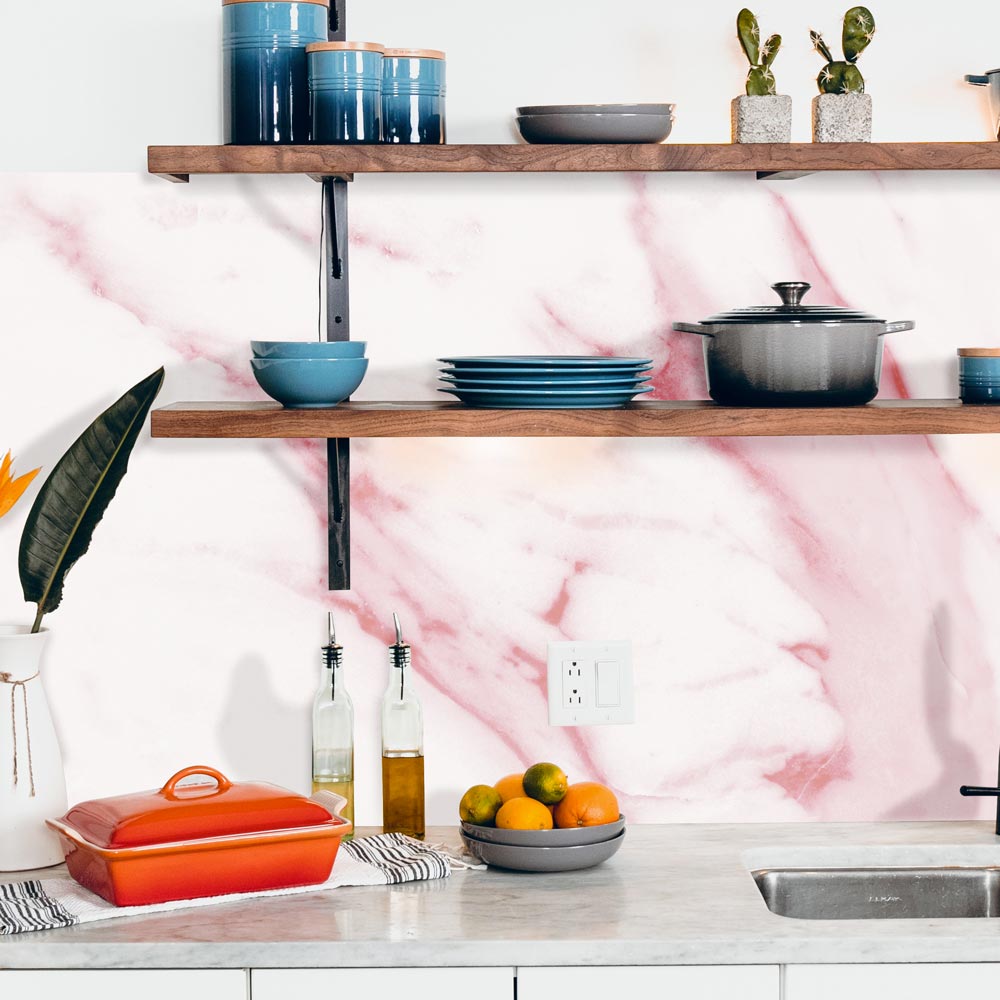 Salpicadero de cocina adhesivo mármol rosa de portugal - 300 x 40 cm
